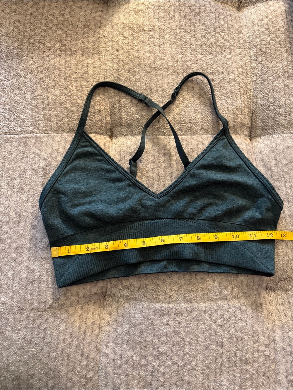 Wire-Free Green Seamless Bralette with Adjustable Cross Straps